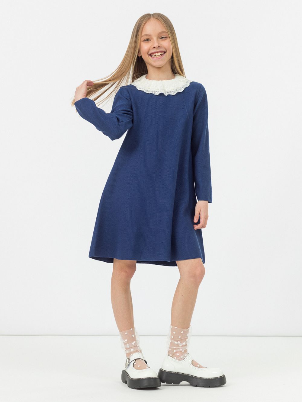 Платье для девочки в школу AT1082 сапфировый