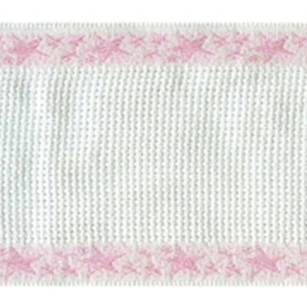Лента канвовая с розовым кантом (Aida 14 ct), 7 см, 82% хлопок, 18% полиэстер (10130050/080611/00110
