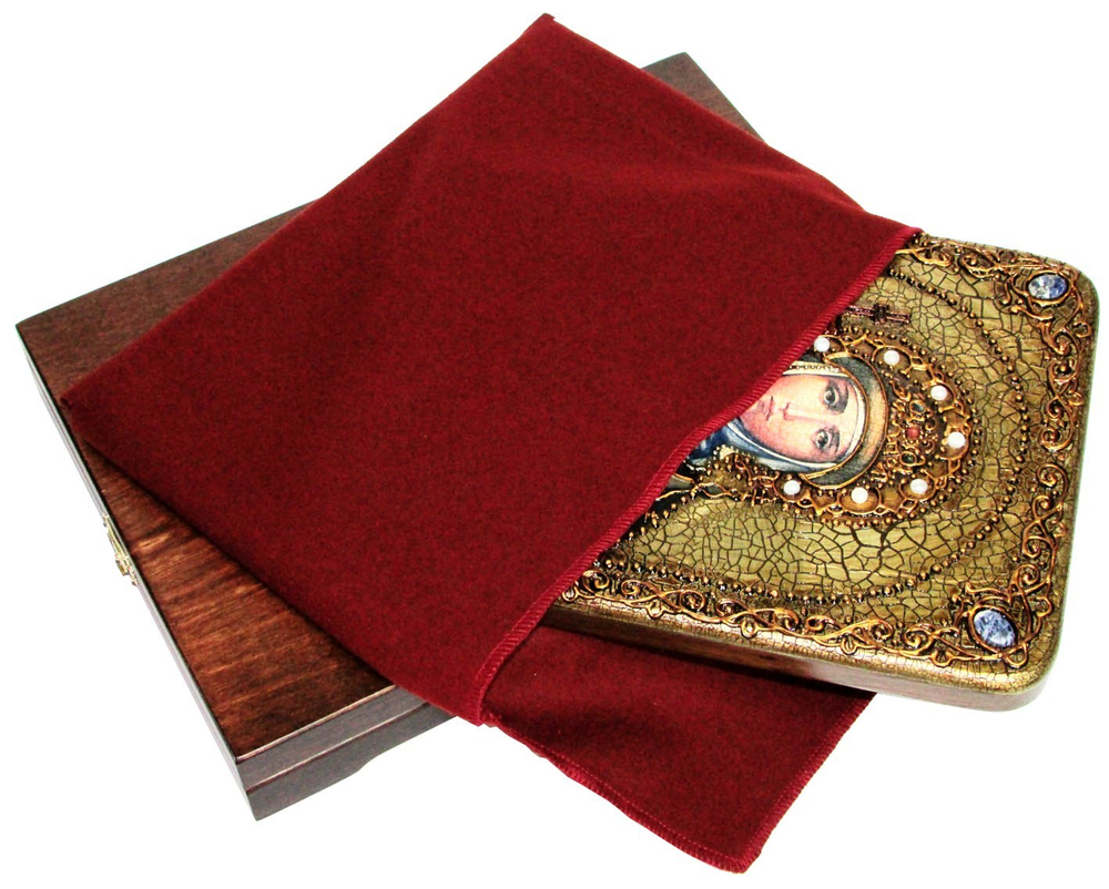 Инкрустированная икона Святая Равноапостольная княгиня Ольга 29х21см на натуральном дереве в подарочной коробке
