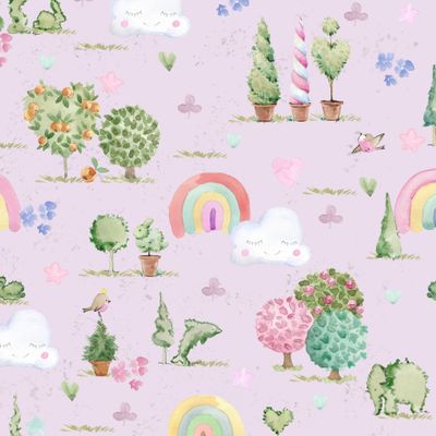 Сказочный пейзаж принцессы акварельный принт