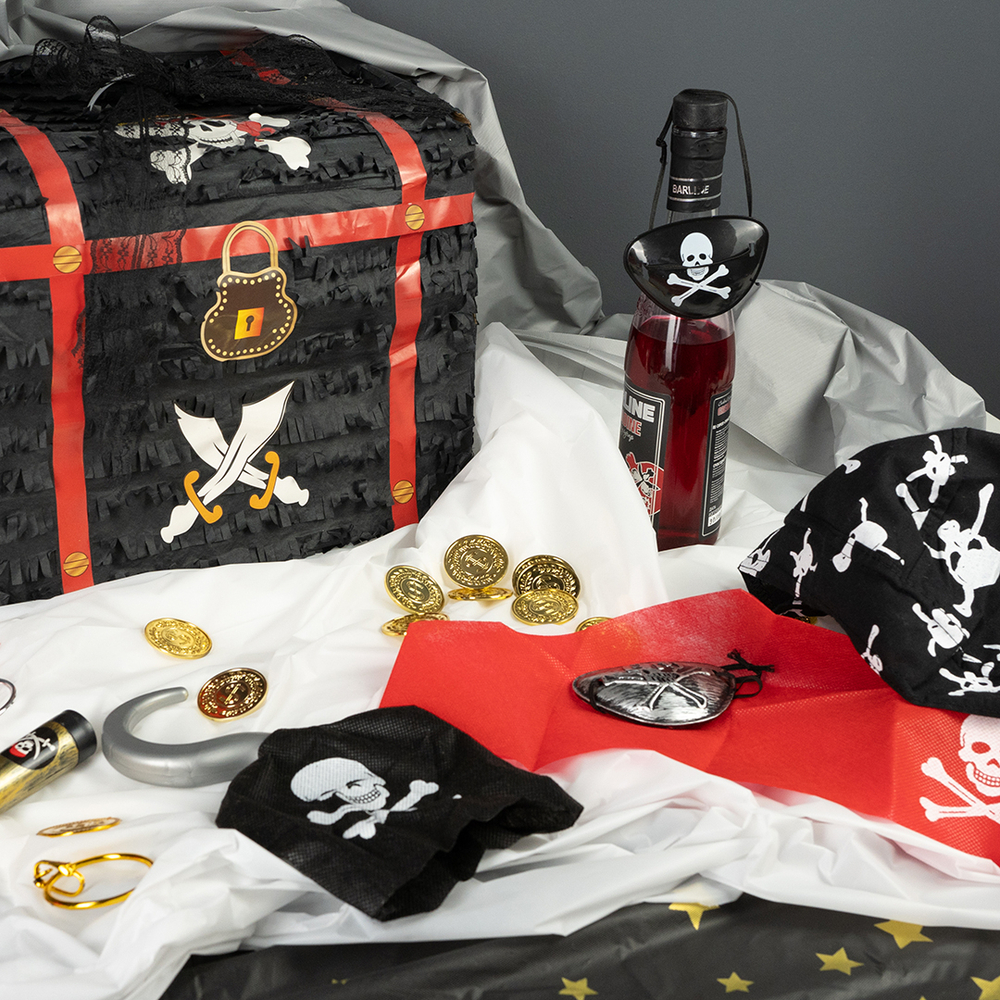 Карнавальный набор, Пират (крюк, повязка на глаз, серьга), Черный/Золото