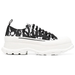 Alexander McQueen Graffiti Tread Slick Low Lace Up Black White