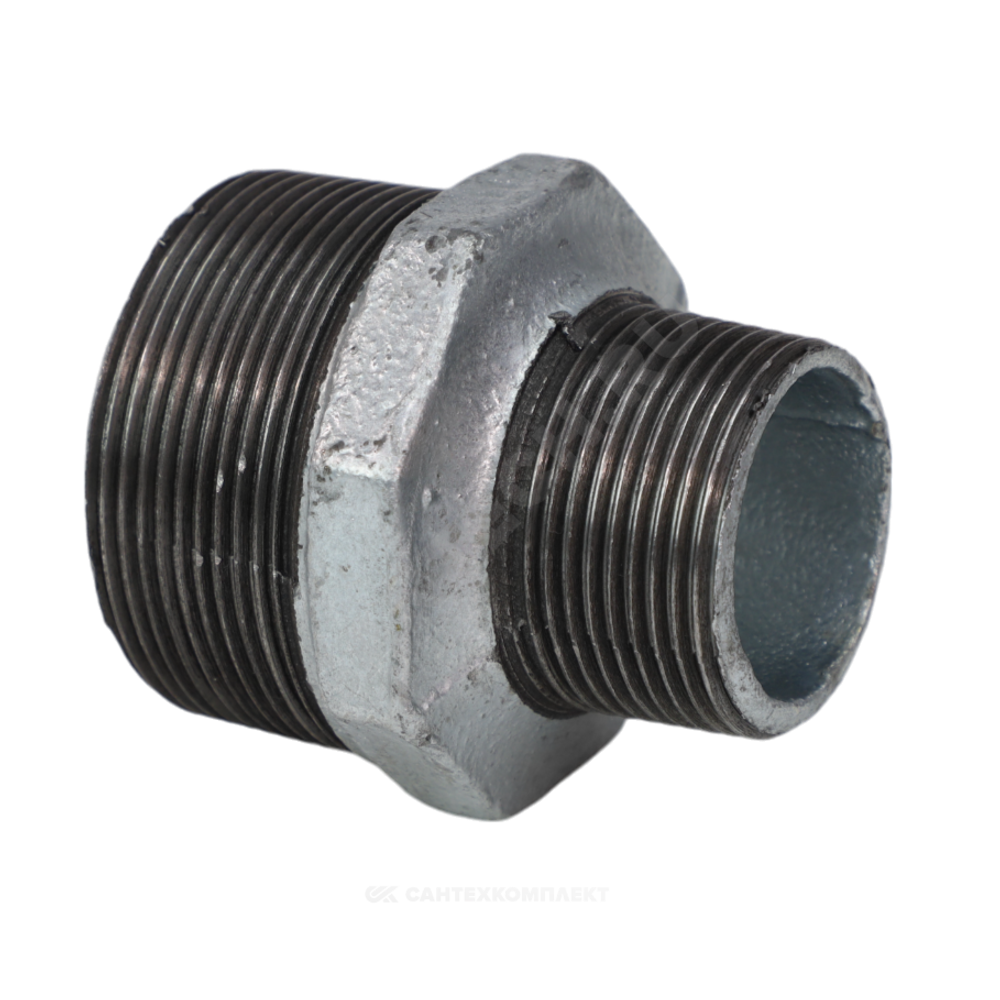 Ниппель переходной чугун оц Ду 32х15 (1 1/4"х1/2") НР Fittex PLUS