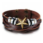 Браслет "Звезда" унисекс 2в1 из кожи SteelMan mn00405