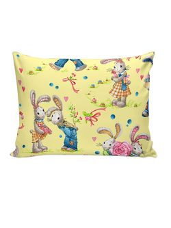 Постельное белье перкаль Сказка "Зайчики" 1,5-сп Наволочка 50x70 см 1 шт Простынь 150x215 см Пододеяльник 145x215 см