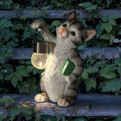 Светильник уличный ЭРА ERASF22-10 на солнечной батарее садовый Умный кот 28 см | Садовые декоративные светильники