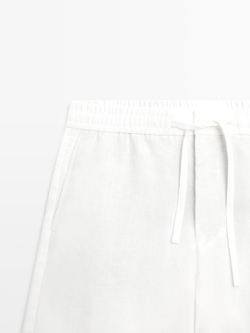 Massimo Dutti Короткие бермуды из 100% льна, белый
