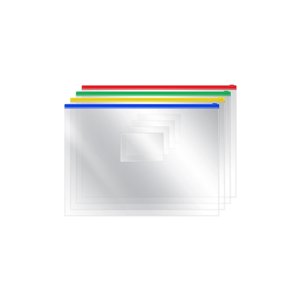 Папка на молнии А-5 LAMARK Zip 150 мк прозрачная, ассорти PE0418