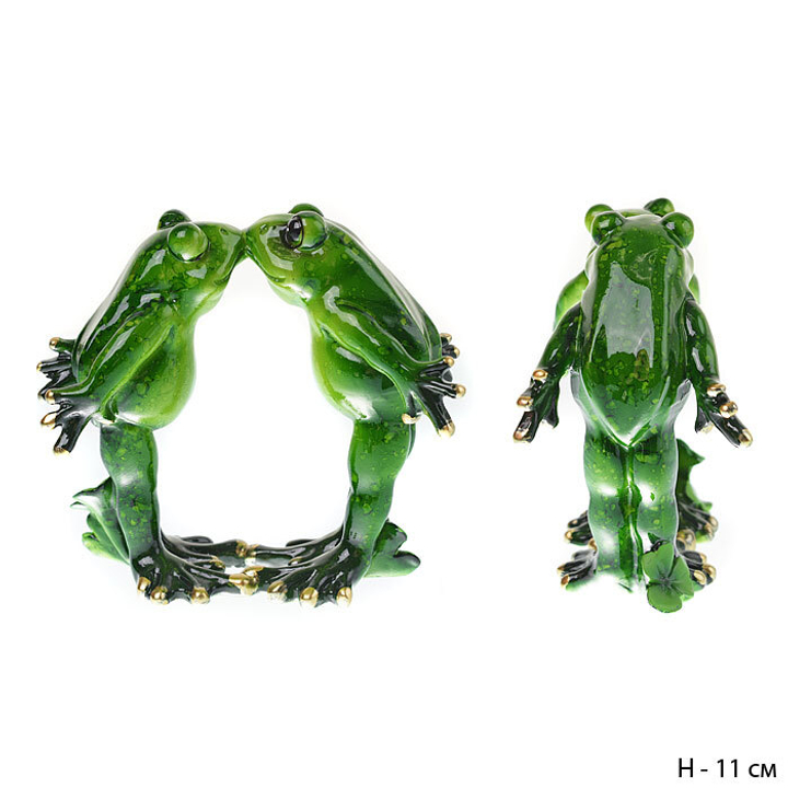Статуэтка Поцелуй лягушек символом трансформации, оберег семейного очага, полистоун 11 см