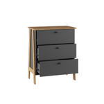 Комод для одежды с ящиками и полками Дуб крафт золото/Графит 144х50х42,4 см