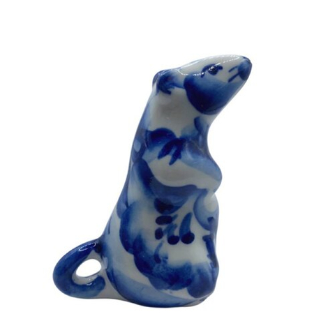 Фигурка Мышь с ключами гжель