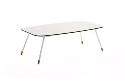 "Верона" журнальный стол из HPL 120х65, H40, каркас белый муар, цвет столешницы "молочный"