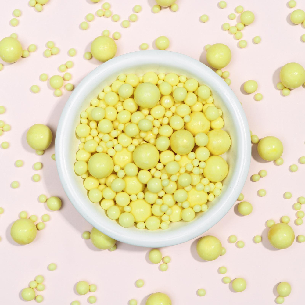 Шарики кранч Жемчуг желтый микс 100 гр.