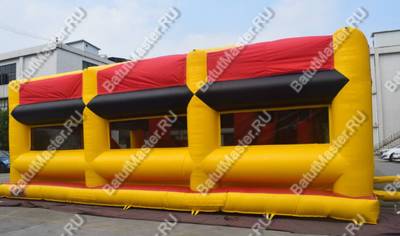 Коммерческий надувной батут "Сказочный комплекс" с крышей, желто-красный 12*8*4,8 м