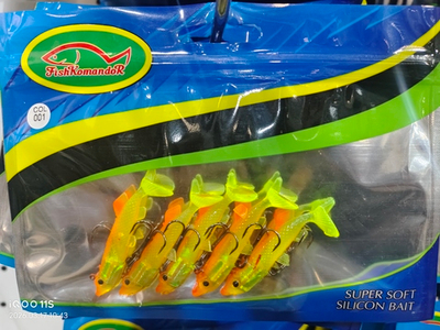 Силиконовые приманки для рыбалки с крючком 6см 5шт #1