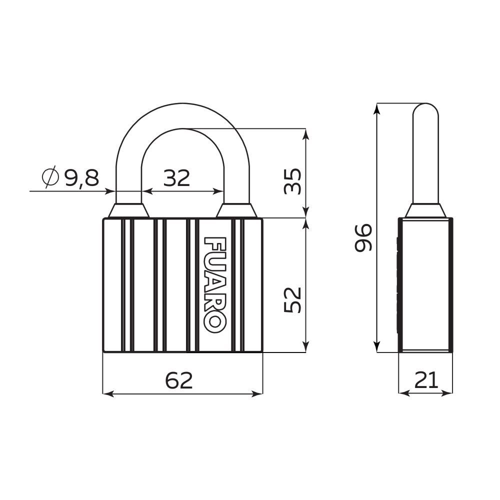Замок навесной PL-UNI-0463 3key
