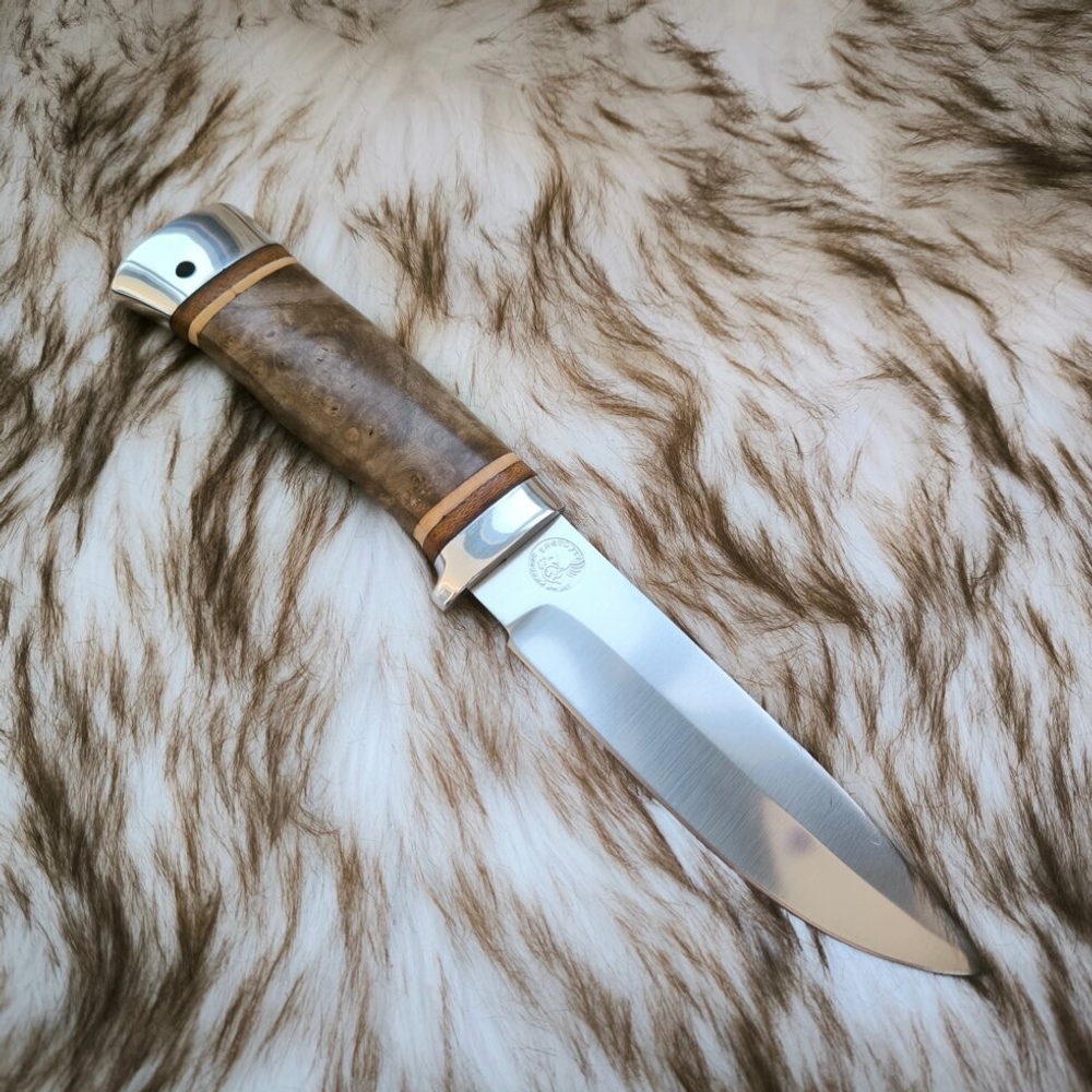 Кованый нож НС-27А Хищник (ЭИ-107) алюминиевые вставки (Златоуст)