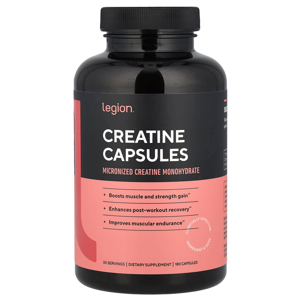 Legion Athletics, креатин, 180 капсул (833 мг в 1 капсуле)