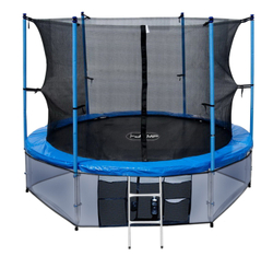 Батут i-jump 8ft (2,44м) blue с нижней сетью и лестницей