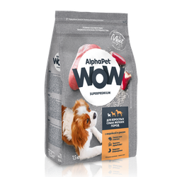 Сухой корм ALPHAPET WOW Superpremium для взрослых собак мелких пород с индейкой и рисом - 1,5 кг