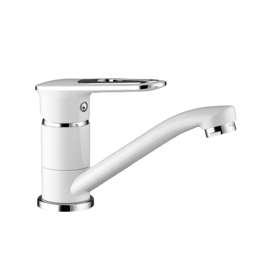 Смеситель для кухни 35к F4549 FRAP (плоск.пов. излив, п/гайку, белый/хром, латунь)