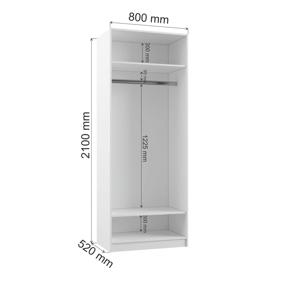 МС Мадера Шкаф ШМ2 800*2100*520 (лдсп белый)