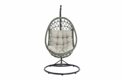 "Венеция" подвесное кресло-кокон из искусственного ротанга, цвет серый с бежевой подушкой