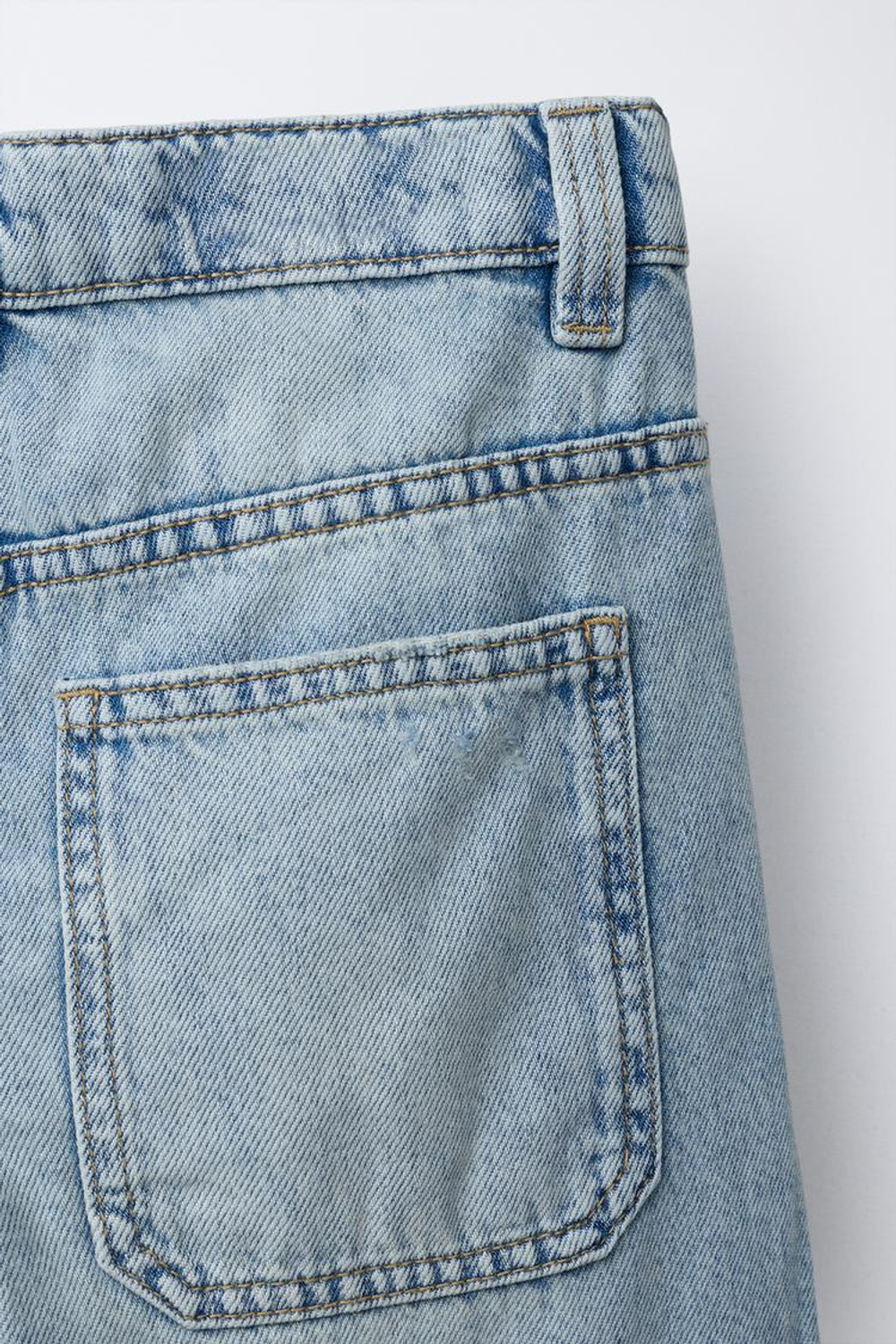 ZARA ДЖИНСЫ WIDE LEG С ВЫШИТЫМ ТЕКСТОМ, ГОЛУБОЙ