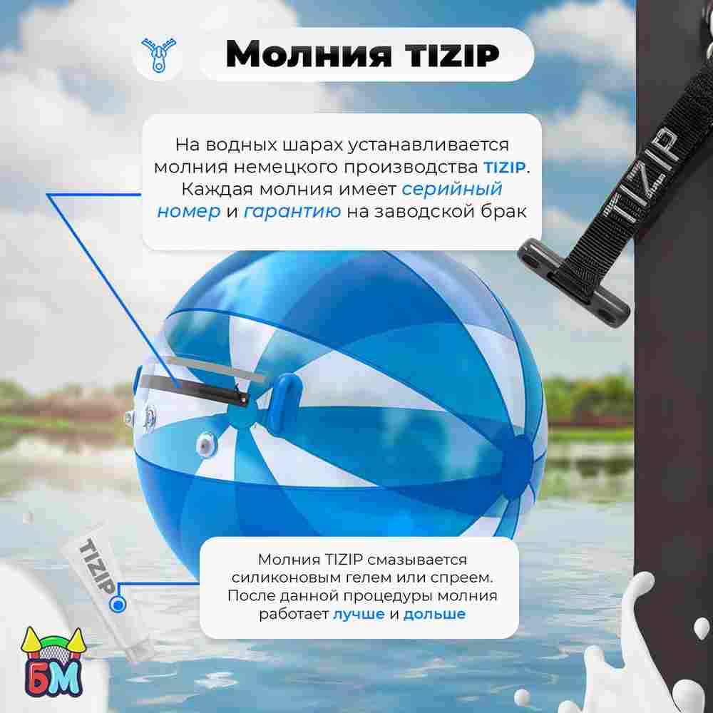 Аттракцион Водный шар ПВХ «Прозрачно-голубой» 2×2×2 м