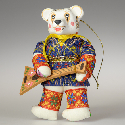 Ёлочная игрушка Медвежонок Музыкант с балалайкой