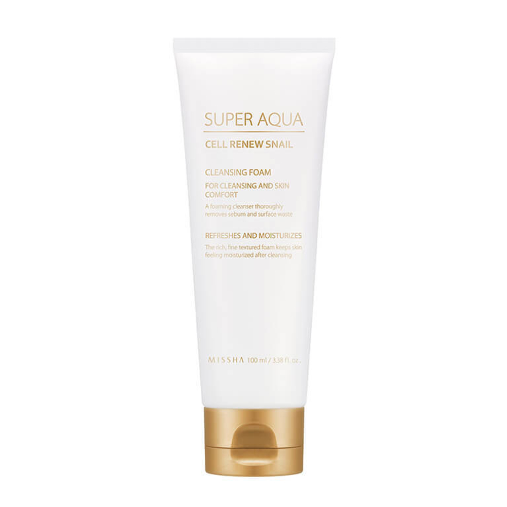 Super Aqua Cell Renew Snail Cleansing Foam, Очищающая пенка с экстрактом улитки 100 мл (до 25.12.27)