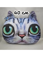 3Д подушка с лицом кота 40 см