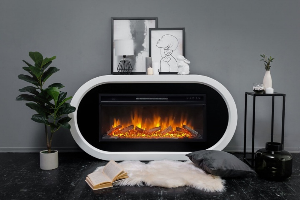 Каминокомплект Ellips - Белый с черным (ширина 1450 мм) с очагом Vision 42 LED