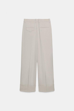 ZARA БРЮКИ С ЗАЩИПАМИ — ZW COLLECTION, БЕЖЕВЫЙ