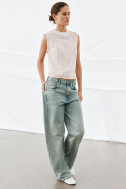 ZARA ТОП С ВЫШИВКОЙ БЕЗ РУКАВОВ — ZW COLLECTION, ЭКРЮ