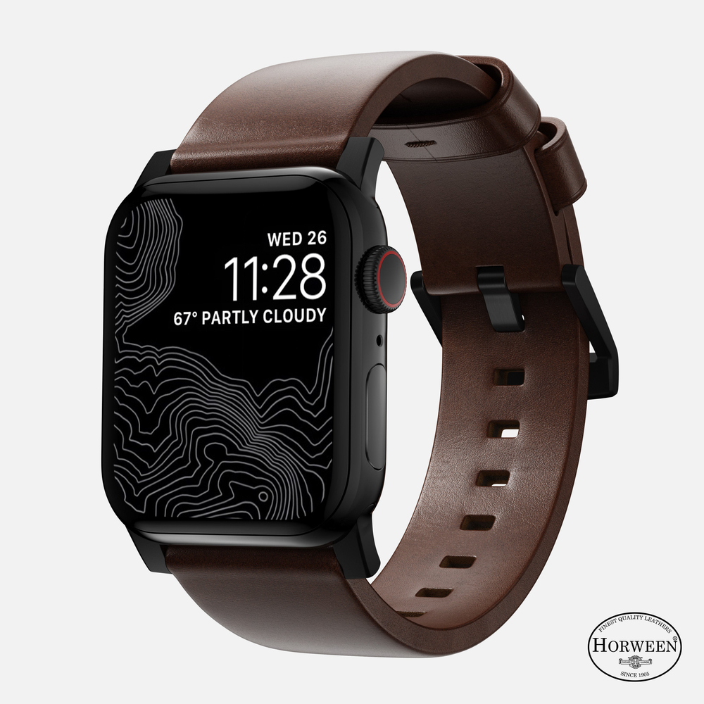 Ремешок Nomad Leather Strap Brown, black - Apple Watch Ultra (49mm) 8/7 (45mm)/6/SE/5/4 (44mm)/3/2/1 (42mm)