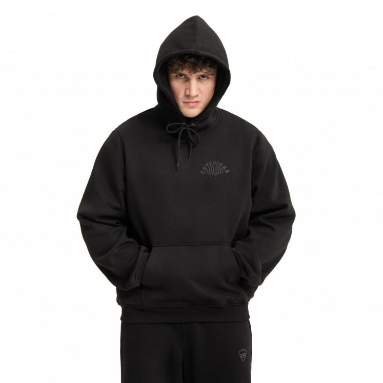 Худи Питерский Щит Фрактура, черн/черный, утеп.