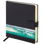 Скетчбук, слоновая кость 140 г/м2, 200х200 мм, 80 л., КОЖЗАМ, застежка, BRAUBERG ART CLASSIC, черный, 116462