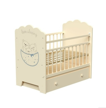 Кроватка для новорожденных ( поперечный маятник, ящик ) слоновая кость