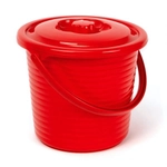Ведро пищевое с крышкой рифленое RUNIS 9 л, пластик, красный