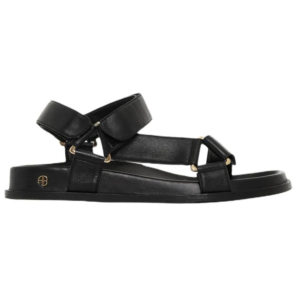 Anine Bing Jess Leather One Strap Sandals Women"s Black
