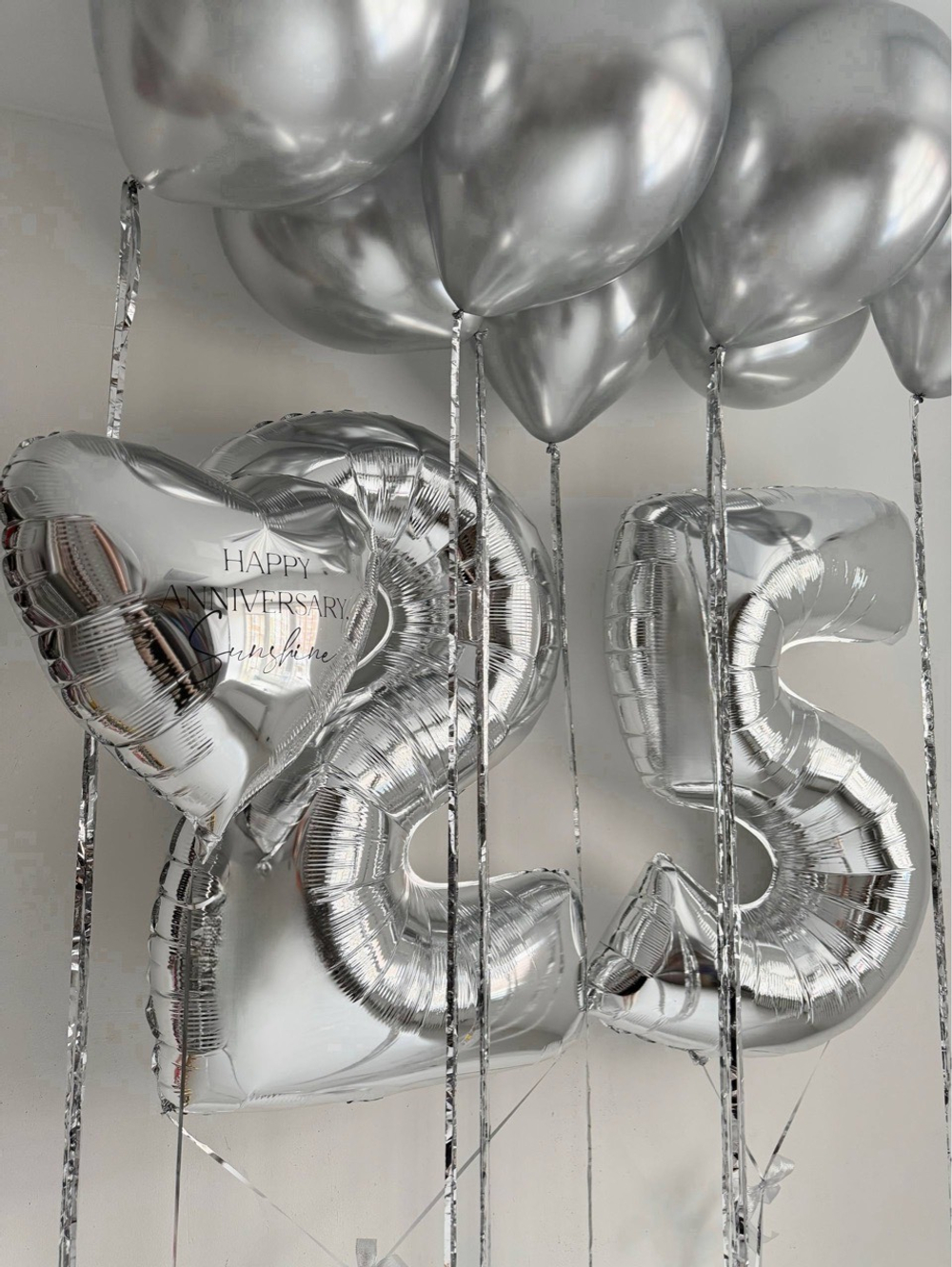 Шары на юбилей 25 лет хром серебро №5043