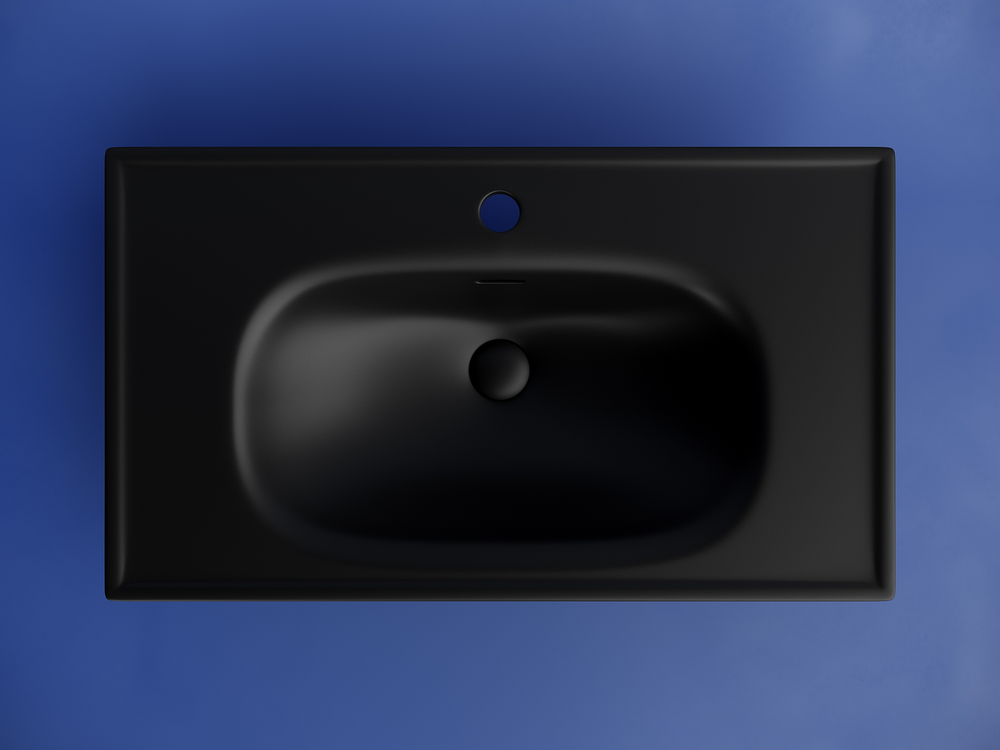 Раковина накладная CERAMICANOVA Sabo с отверстием под смеситель 800x460x130 черный матовый