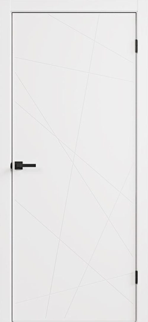 Дверное полотно глухое Паутинка-S белоснежная шагрель 80х200 черная кромка