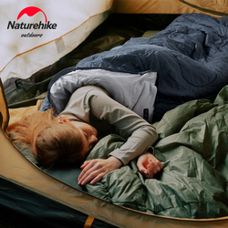 Спальный мешок Naturehike Y150L с круглым дном и капюшоном, зеленый, молния справа (NH21MSD08)