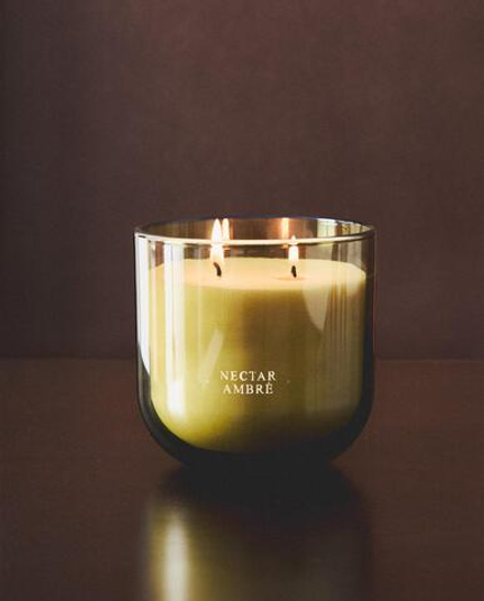 Zara Home Свеча ароматическая Nectar Ambr 400 г, растительный воск, аромат восточный древесный, Коричневый