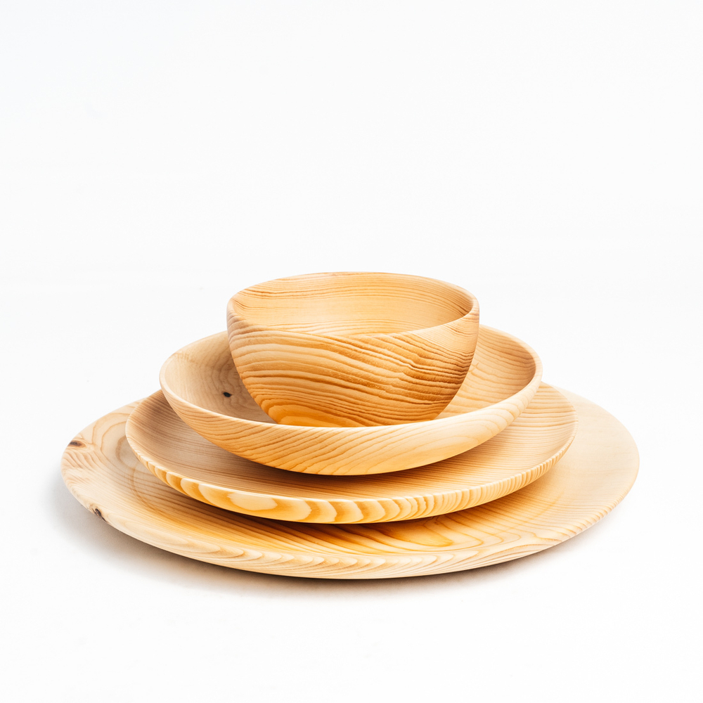 Набор деревянных тарелок блюдо Art of Siberia из древесины Сибирского Кедра TN46