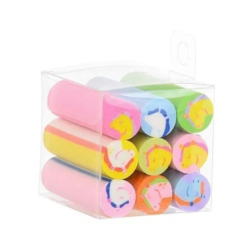 Ластик Basir, цилиндрическая форма, серия "Единорог", разноцветный корпус, с рисунком единорогов