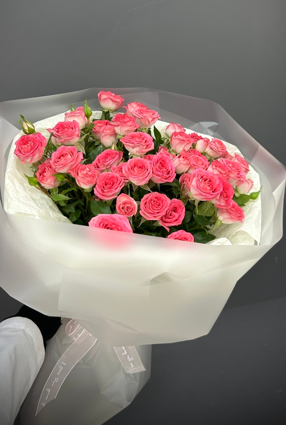 9 веточек кустовых роз  (розовый)