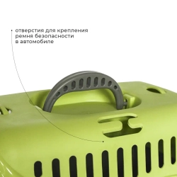 Переноска пластиковая ZOOEXPRESS "Турне" для питомцев с прозрачной дверцей - 48х32х32 см (M) - зеленая